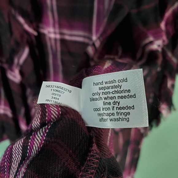 Lane Bryant Plaid Kimono Open Front Fringe Hem Waterfall Cardigan Size 14 16 - Picture 5 of 5